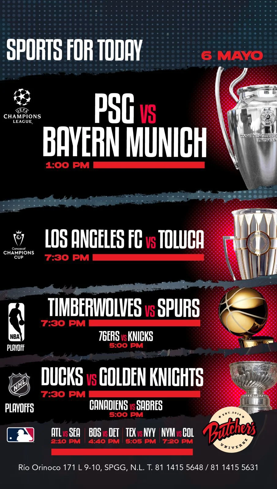 Upcoming games schedule